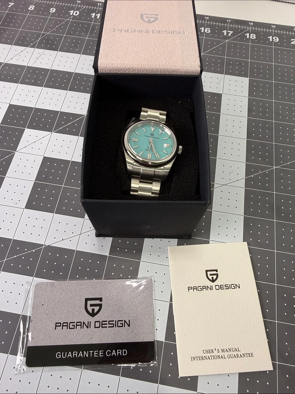 Pagani Design Men's Stainless Steel Watch with Turquoise Dial